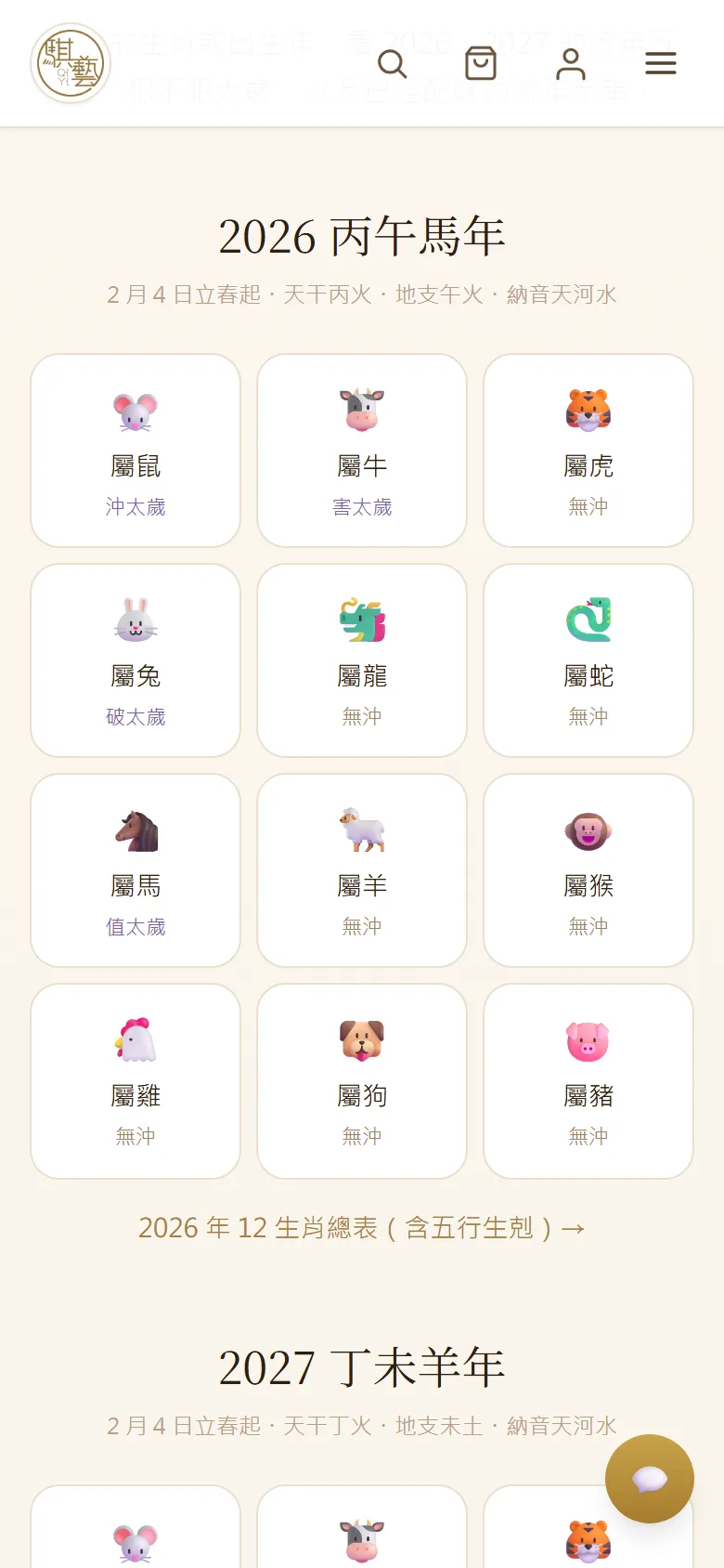 流年頁 2026 年 12 生肖與太歲關係