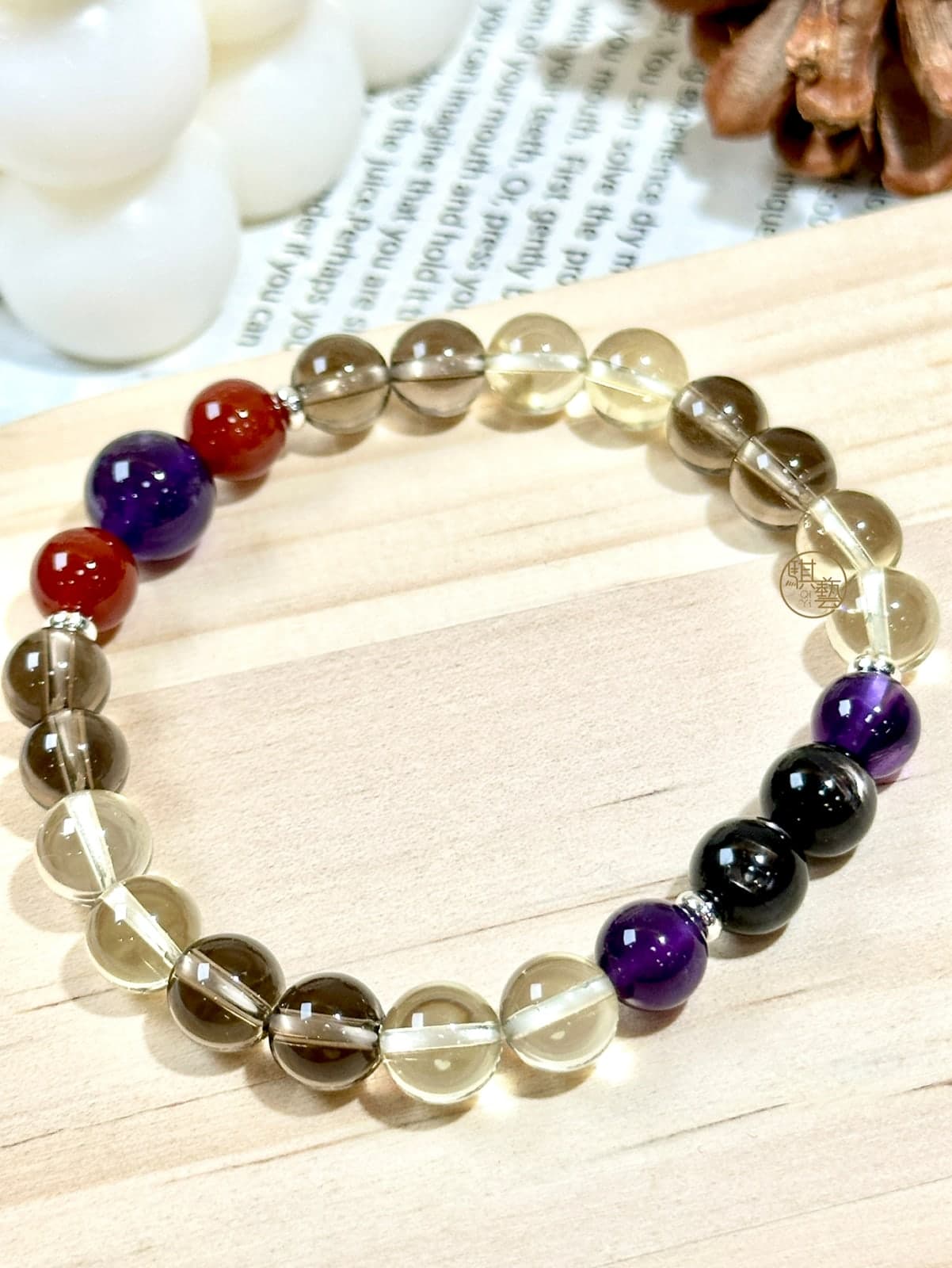 Smoky Quartz × Citrine × Silver-Tone Spacer Disc
