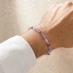 Lilac · Ink Purple Crystal Bracelet — Lavender Amethyst, Smoky Quartz & Purple Phantom Quartz 商品照 3