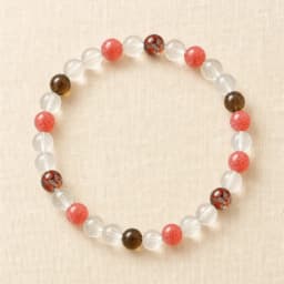 Ochre · Coral Crystal Bracelet — Clear Quartz, Strawberry Quartz & Red Flower Quartz 商品照 1