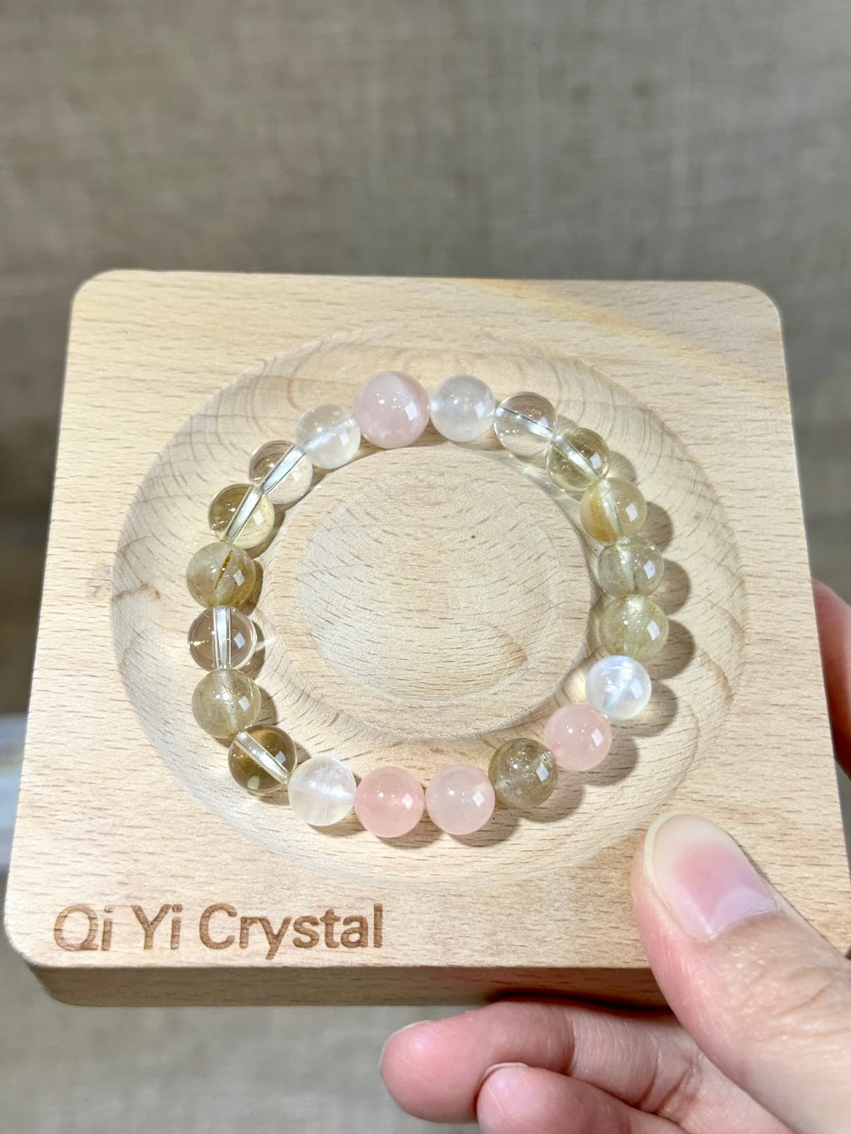客製單 #104 粉晶・藍月光・黃水晶手串出貨前實拍