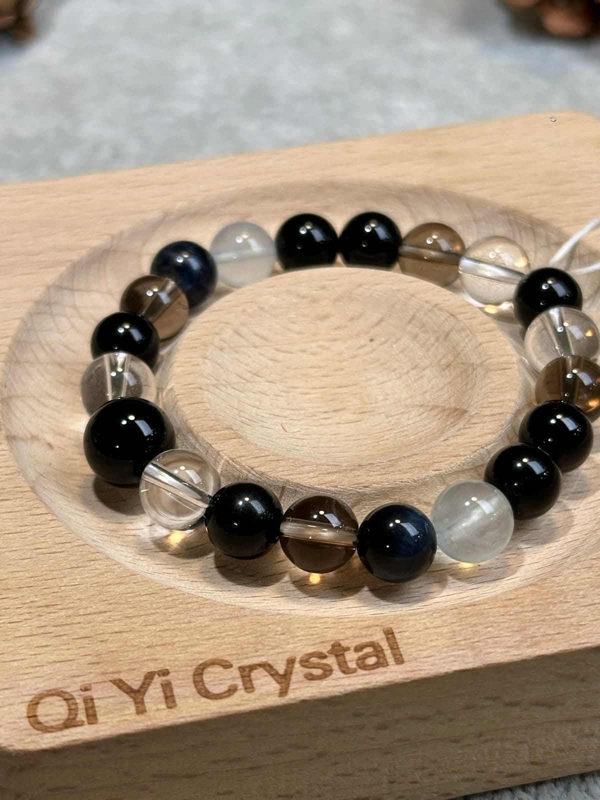 客製單 #105 白水晶・茶晶・黑碧璽手串出貨前實拍