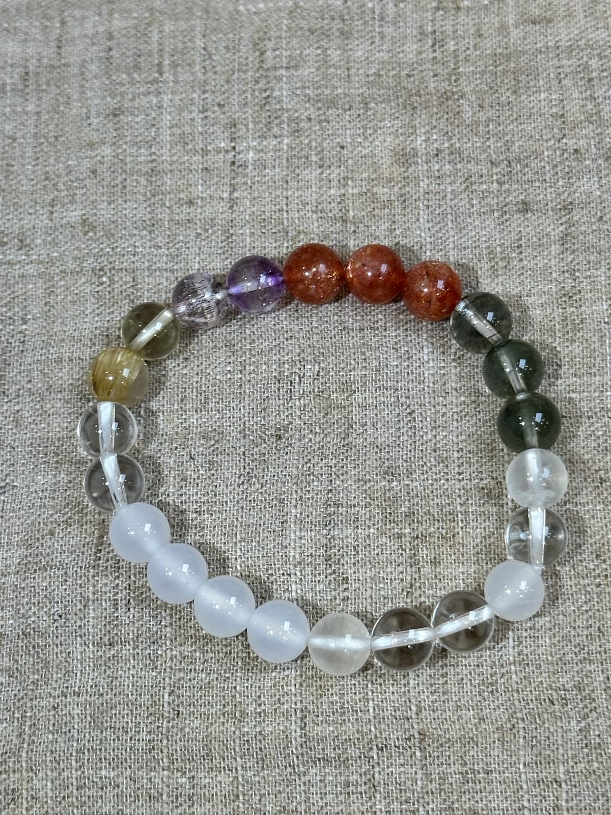 客製單 #23 白水晶・白玉髓・綠幽靈手串出貨前實拍