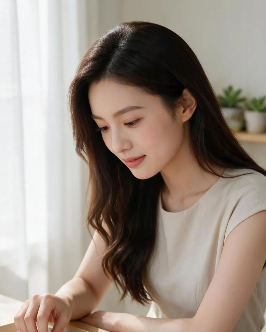 AI 顧問小騏在桌前排列珠子（AI 形象照）