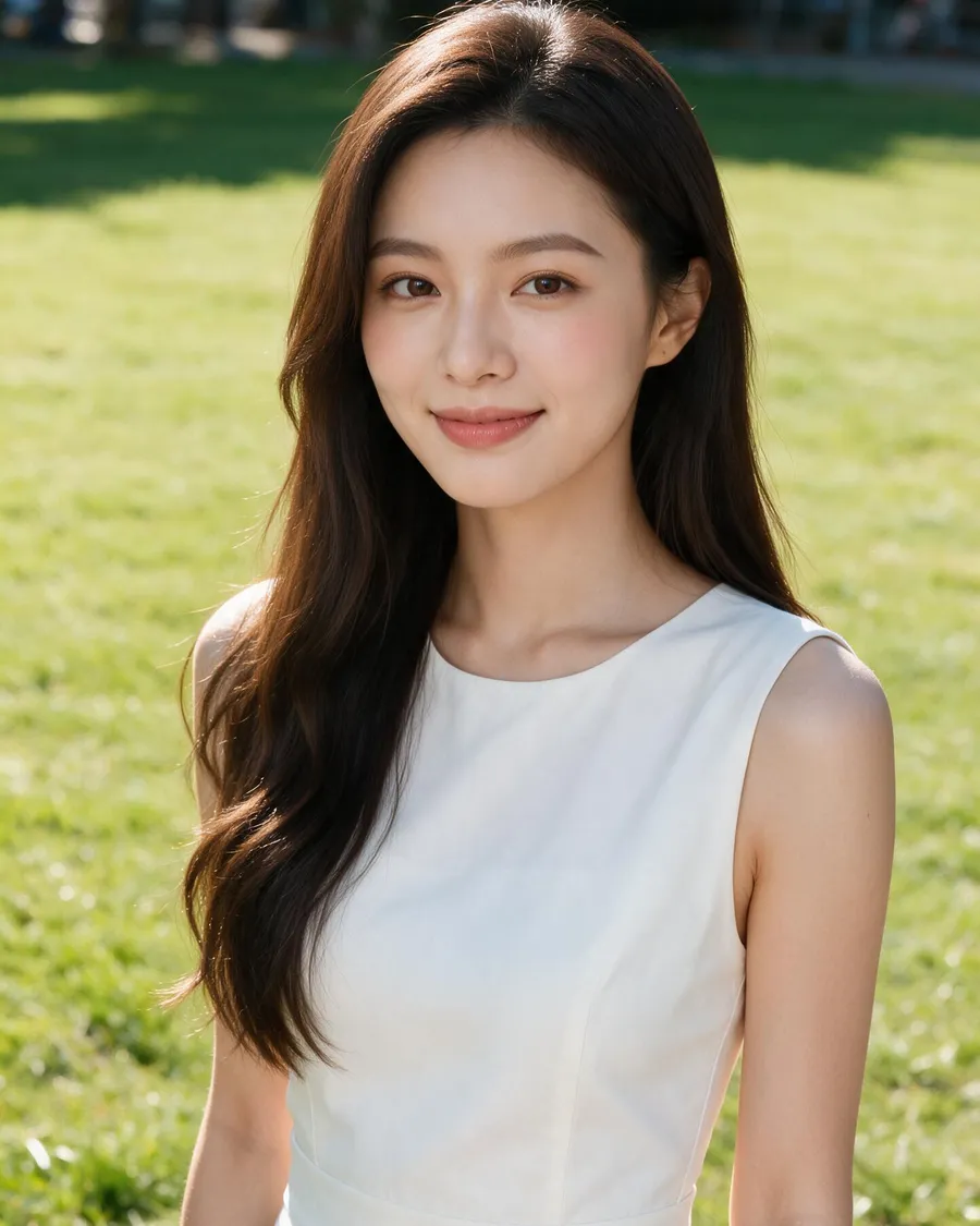 AI 顧問小騏站在陽光下的草地上微笑（AI 形象照）